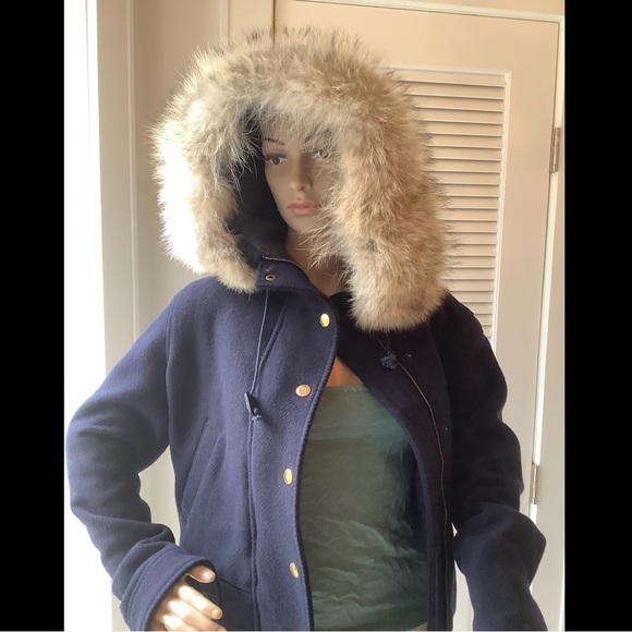 Ralph Lauren Fur Trim Wool Coat - Picture 3 of 11